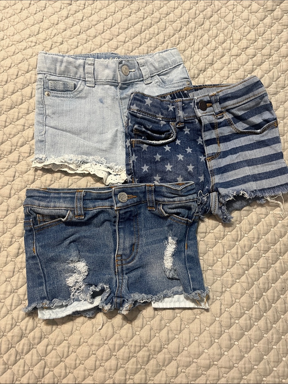 Cat & Jack Girls Denim Shorts Set - Light Blue, Dark Blue, Medium Blue